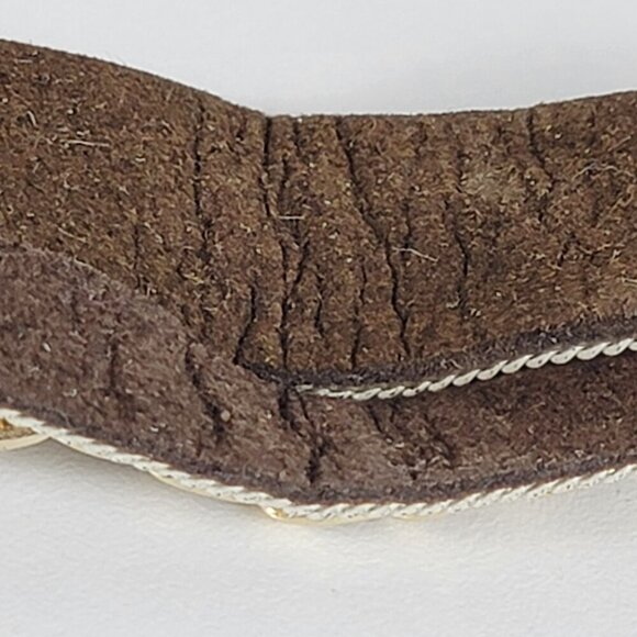 Gold-Tone Multi Chain Charm Leather Cuff Bracelet 7 In Magnetic Clasp - Picture 8 of 13